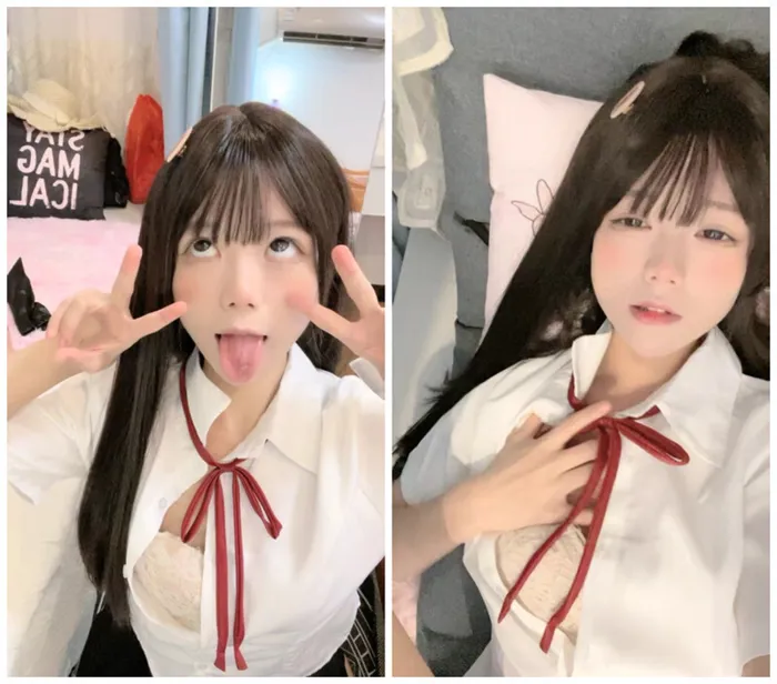 Adorable Little Sister! Tongue Pleasuring Artificial Genitalia! Her Small Breasts and Lack of Body Hair Discovered After Unbuttoning Clothes