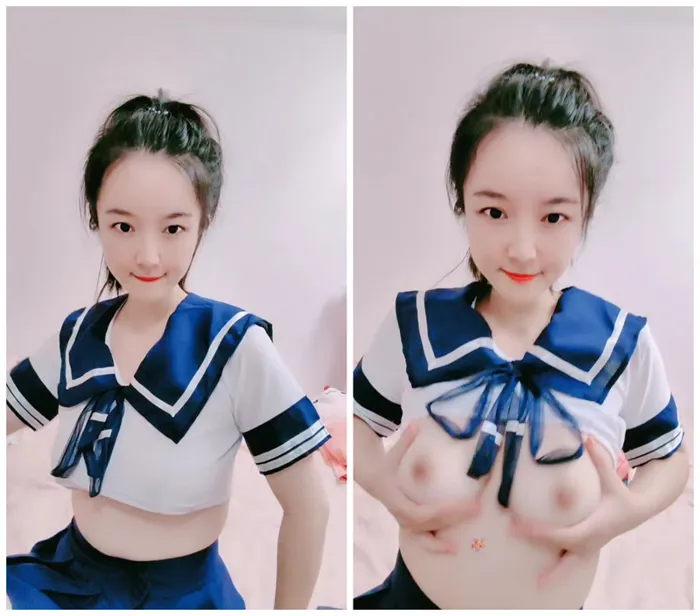 Cute Asian Beauty Webcam: Alluring Uniform Outfit and Sensual Breast Play