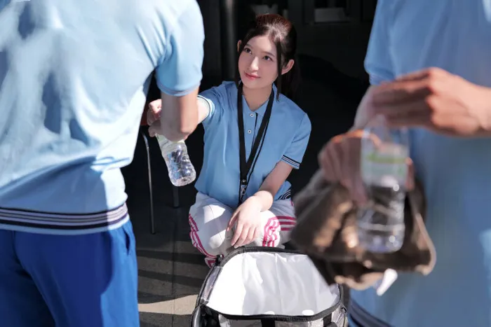 Asian Beauty Squats Over Her Thighs Playing with Her Pubic Hair