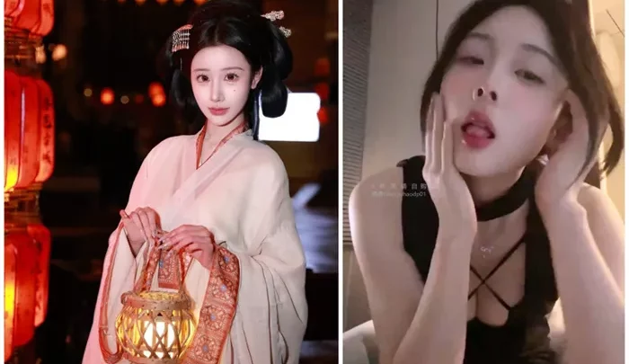 Chinese Livestream Leaked — Twin Tails Goddess in Black Stockings