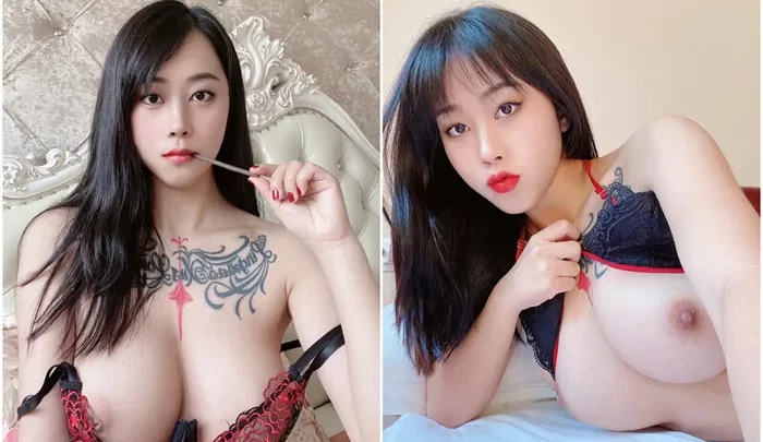Asian Lingerie Women Images — Tall Tattooed Beauty in Black Lace