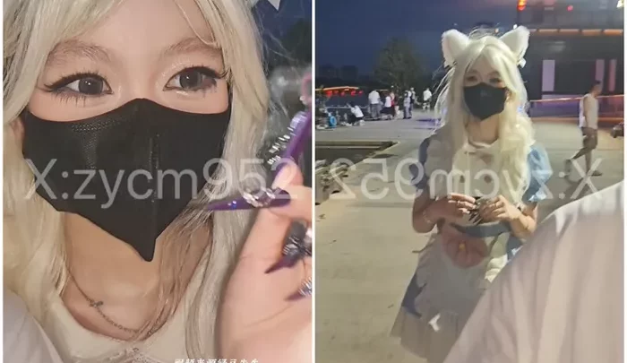 Chinese Leaked Cosplay Split Screen — Maid and Schoolgirl in Bathroom