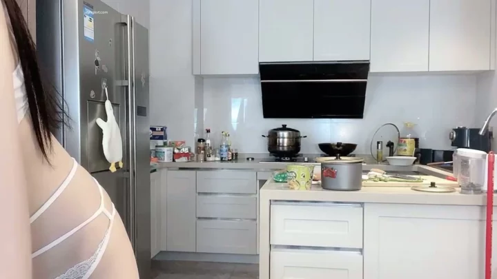 Screenshot 9 from Amateur Asian Solo Lingerie Striptease — Petite Beauty in Kitchen