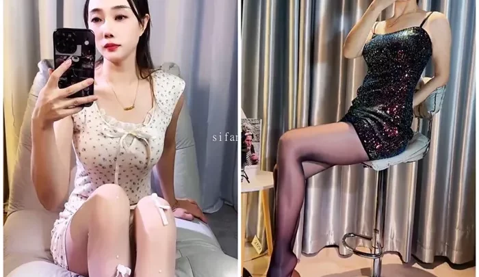 Chinese Amateur Dual Scene — Solo Stockings Masturbation and Masked POV Dildo