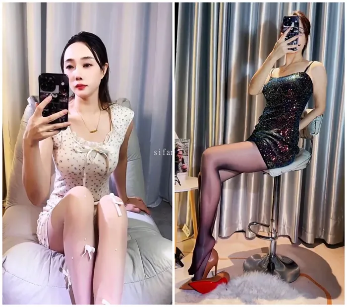 Chinese Amateur Dual Scene — Solo Stockings Masturbation and Masked POV Dildo
