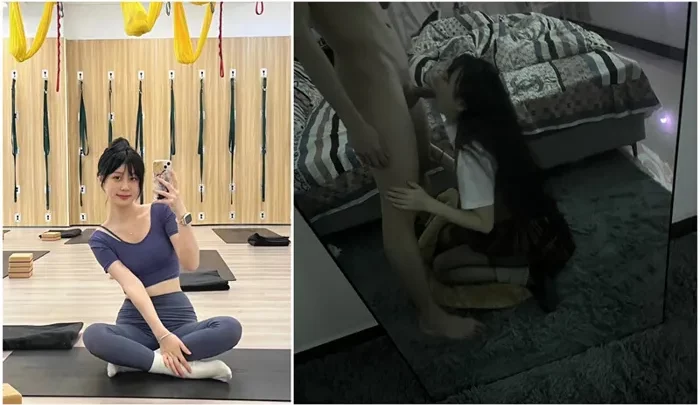 Screenshot 42 from Amateur chinoise en POV avec crème dans la chatte — Minou rasé et bas résille dans la chambre