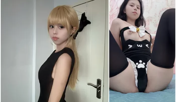 Screenshot 2 from Chinese Amateur POV — Curvy Cat-Ear Babe Spread on Blue Sheets