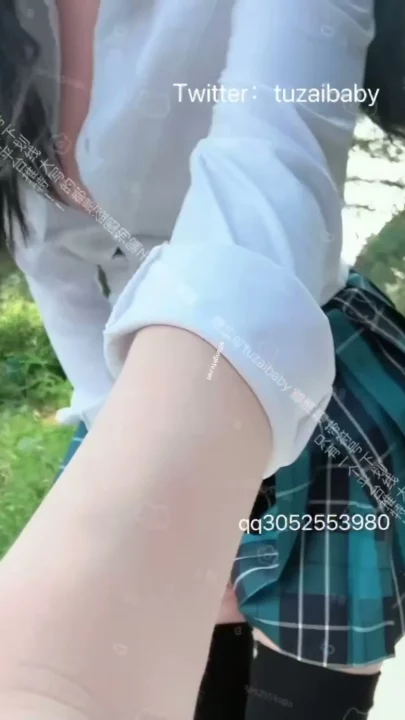 Screenshot 8 from Chinese Amateur POV — Schoolgirl Uniform Outdoor Tease with Stockings