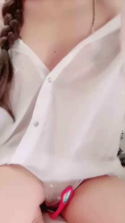 Screenshot 2 from Chinese Amateur Solo Masturbation — Bunny Ears and Face Mask with Dildo