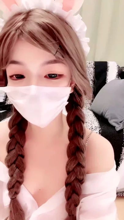 Screenshot 9 from Chinese Amateur Solo Masturbation — Bunny Ears and Face Mask with Dildo