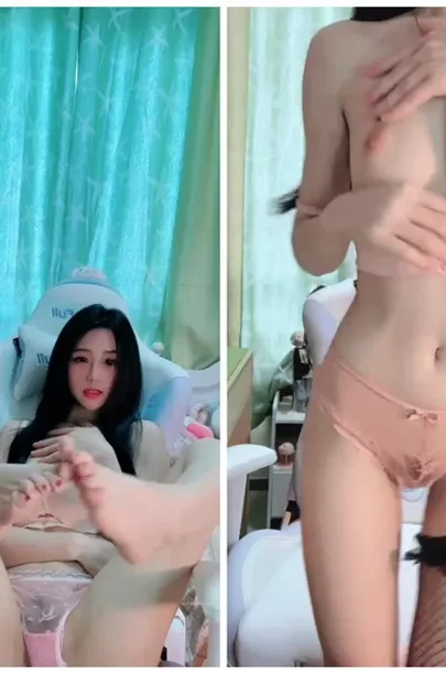 Screenshot 26 from Chinese Amateur Solo Masturbation — Qi Qi in Pink Lingerie and Fishnets