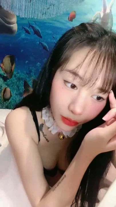 Screenshot 11 from Chinese Amateur Solo Masturbation — White Choker and Pink Dildo in Blue Room