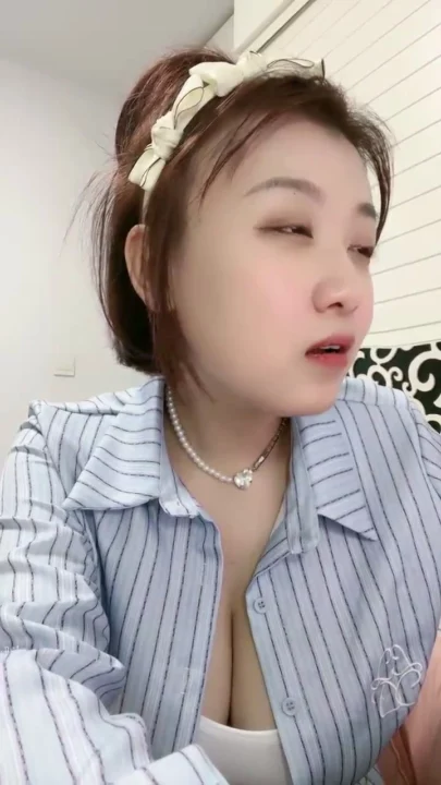 Screenshot 8 from Chinese Amateur Solo Tease — Petite Beauty in Striped Shirt and Floral Headband