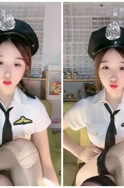 Screenshot 17 from Chinese Livestream Amateur — Petite Beauty in Police Uniform Teases on Cam