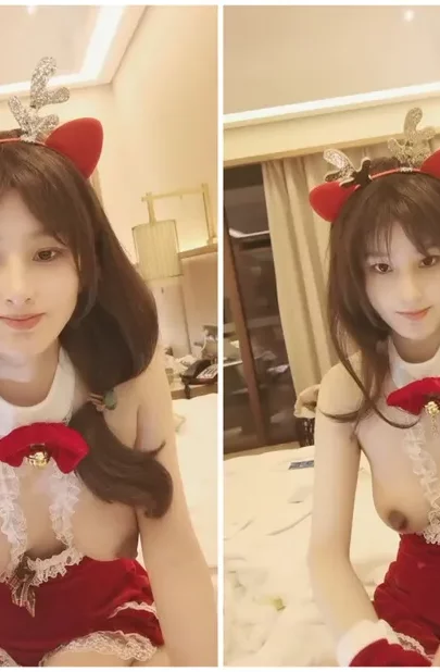 Screenshot 17 from Chinese Livestream Amateur Solo — Petite Beauty in Santa Lingerie with Dildo