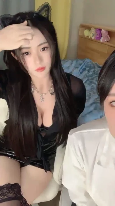 Screenshot 13 from Chinese Livestream Lesbian Lingerie POV — Twin Cat-Ear Models with Toys