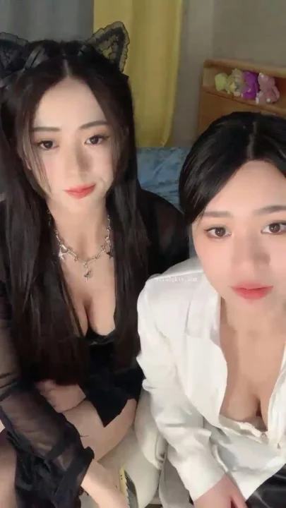 Screenshot 14 from Chinese Livestream Lesbian Lingerie POV — Twin Cat-Ear Models with Toys