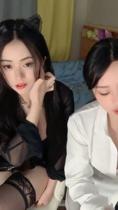 Screenshot 16 from Chinese Livestream Lesbian Lingerie POV — Twin Cat-Ear Models with Toys