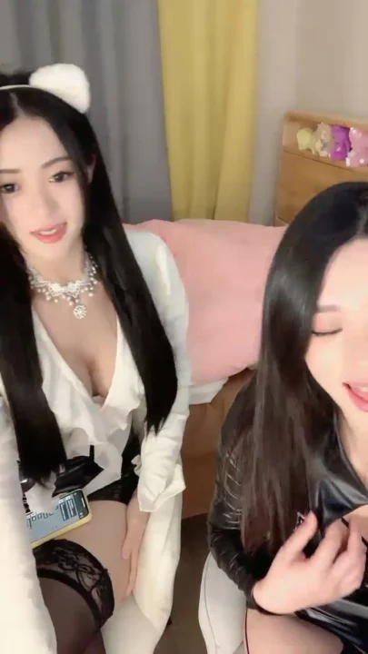 Screenshot 30 from Chinese Livestream Lesbian Lingerie POV — Twin Cat-Ear Models with Toys