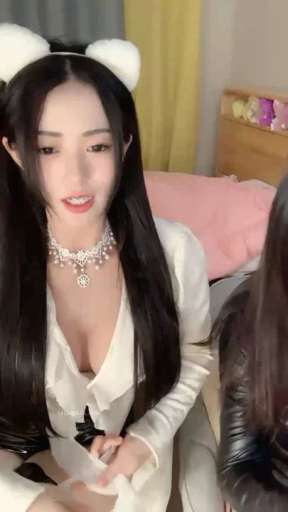 Screenshot 31 from Chinese Livestream Lesbian Lingerie POV — Twin Cat-Ear Models with Toys