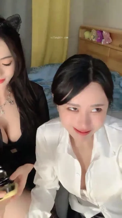 Screenshot 5 from Chinese Livestream Lesbian Lingerie POV — Twin Cat-Ear Models with Toys