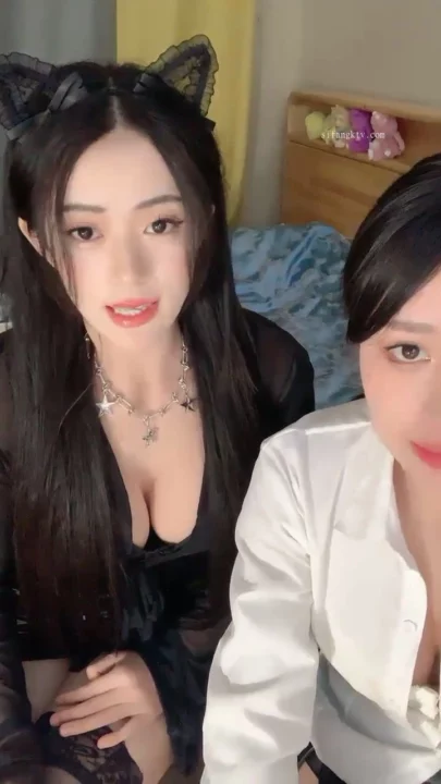Screenshot 7 from Chinese Livestream Lesbian Lingerie POV — Twin Cat-Ear Models with Toys