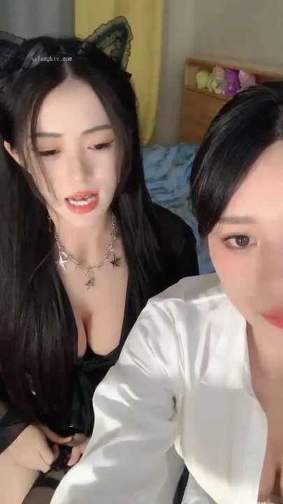 Screenshot 8 from Chinese Livestream Lesbian Lingerie POV — Twin Cat-Ear Models with Toys