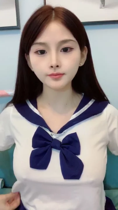 セーラー服の中国人配信女がソロ挑発 — シャンシャンがソファで脚を広げて魅せる のスクリーンショット 6