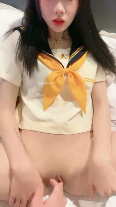 Screenshot 4 from Chinese POV Creampie — Schoolgirl Uniform and Red Stockings in Hotel [FC2-PPV]