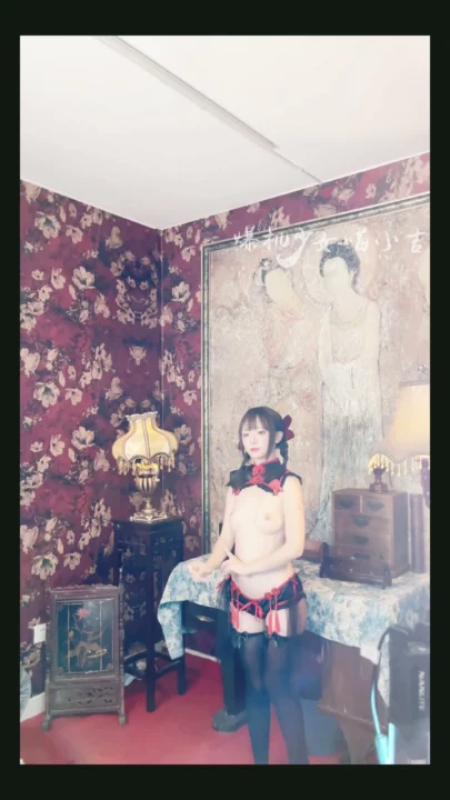 Screenshot 13 from Cici Japanese Solo Lingerie Masturbation — Black Thigh-Highs and Red Ribbon Accents