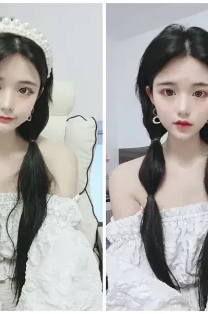 スクリーンショット 17 から Doudou Chinese Solo Livestream — Twin Tails Tease in White Lingerie