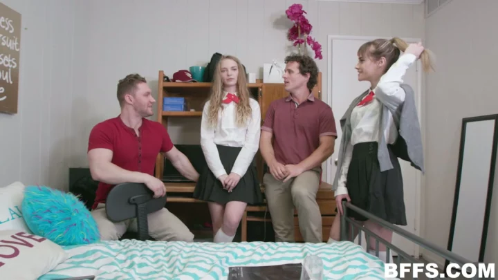 Screenshot 6 from European Amateur Threesome — Dorm Room Orgy with Blonde Beauty and Lesbian Scissoring