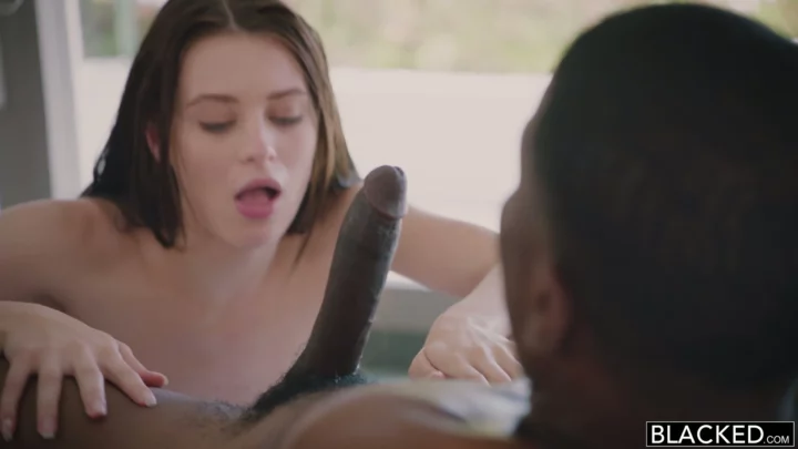 Screenshot 5 from European Threesome Outdoor Interracial Scene — Bikini to Nude Group Sex with Black Partners
