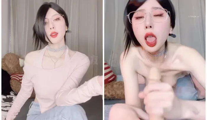 FC2 Amateur POV — Brille mit Dildo geritten, Choker und Jeans