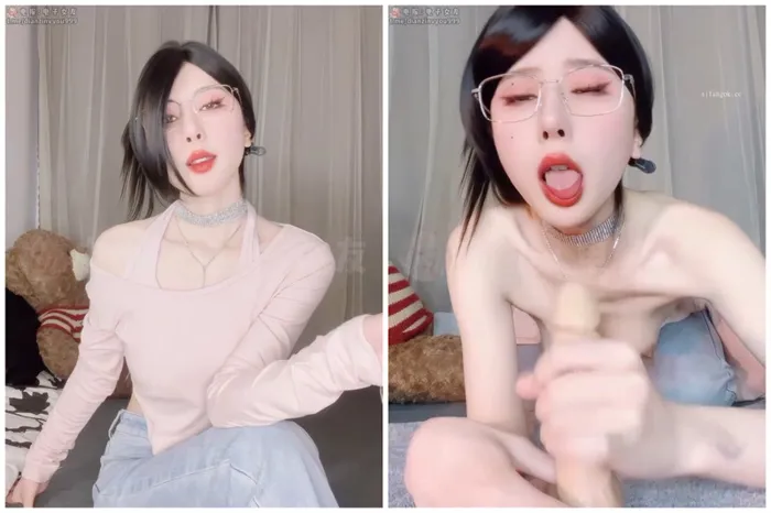FC2 Amateur POV — Brille mit Dildo geritten, Choker und Jeans