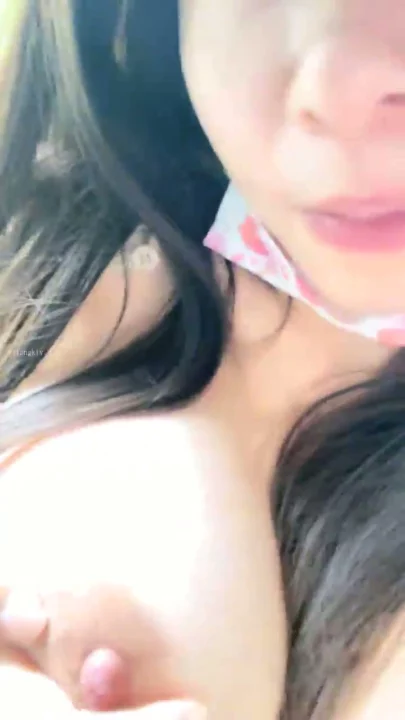 Screenshot 2 from Japanese Big Tits Amateur Masturbation — POV Exhibitionism with Dildo