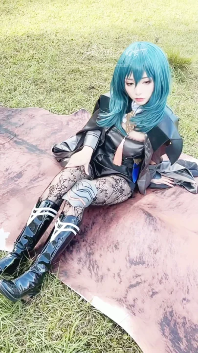 Screenshot 2 from Japanese Cosplay Outdoor POV — Petite Blue-Haired Beauty in Tactical Suit