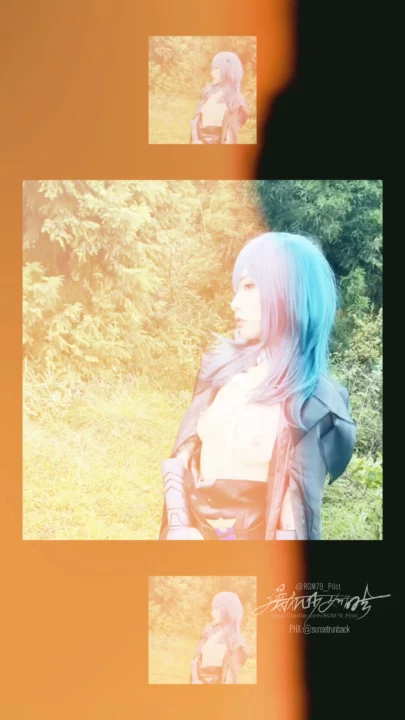 Screenshot 12 from Japanese Cosplay Outdoor POV — Petite Blue-Haired Beauty in Tactical Suit
