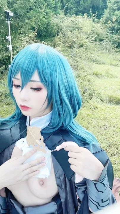 Screenshot 14 from Japanese Cosplay Outdoor POV — Petite Blue-Haired Beauty in Tactical Suit