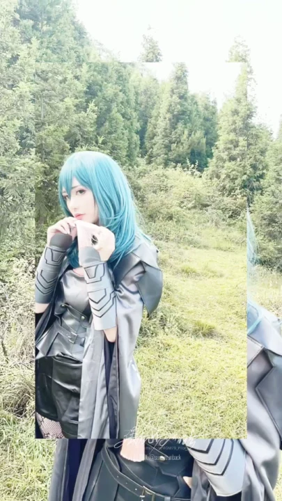 Screenshot 1 from Japanese Cosplay Outdoor POV — Petite Blue-Haired Beauty in Tactical Suit