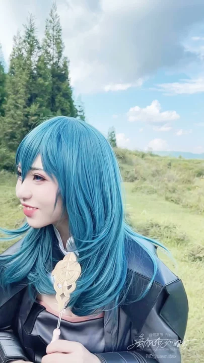 Screenshot 9 from Japanese Cosplay Outdoor POV — Petite Blue-Haired Beauty in Tactical Suit