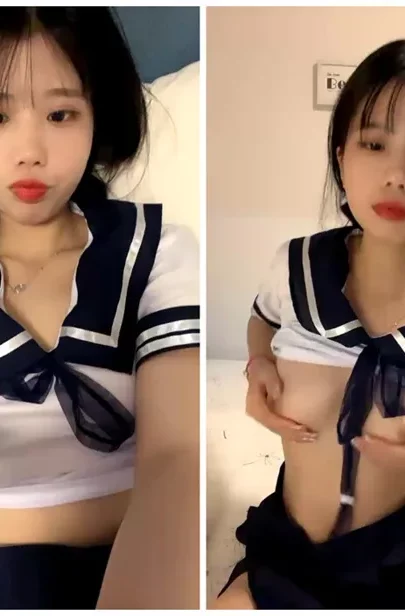Screenshot 17 from Japanese POV Schoolgirl Uniform Masturbation — Petite Beauty with Shaved Pussy