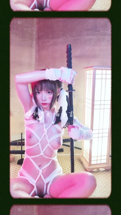Screenshot 21 from Japanese POV Uncensored — Xixi in Rope Bondage and Katana Pose