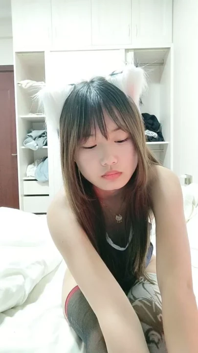 Screenshot 6 from Japanese Solo Masturbation — Petite Lulu in Lingerie and Cat Ears