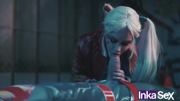 Screenshot 3 from POV Blowjob — Doudou in Harley Quinn Costume Gets Facial