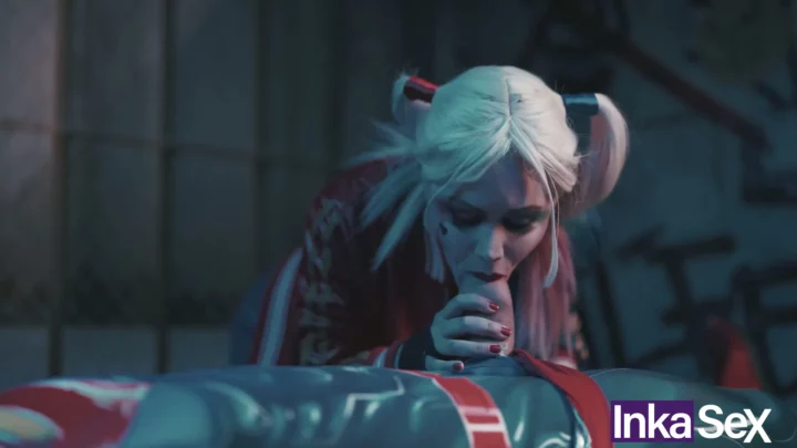 Screenshot 4 from POV Blowjob — Doudou in Harley Quinn Costume Gets Facial