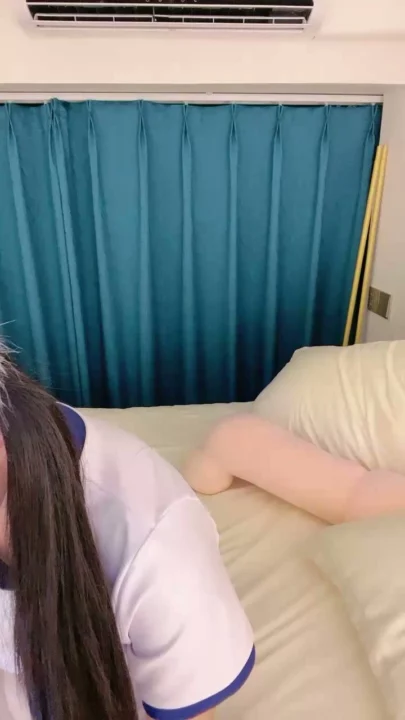 Screenshot 14 from Solo Asian Tease — Cat-Ears Influencer Posing in Blue-Trim Crop Top