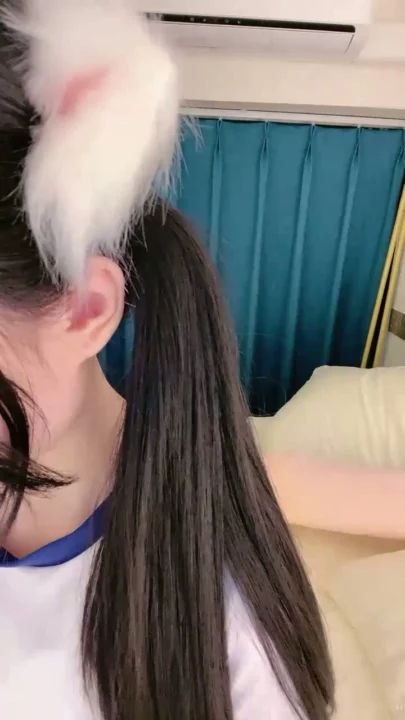 Screenshot 10 from Solo Asian Tease — Cat-Ears Influencer Posing in Blue-Trim Crop Top