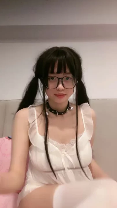 Screenshot 2 from Tongtong Japanese Solo Masturbation — Twin Tails, Glasses, Shaved Pussy in Lingerie