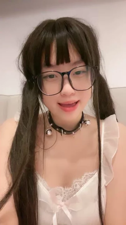 Screenshot 1 from Tongtong Japanese Solo Masturbation — Twin Tails, Glasses, Shaved Pussy in Lingerie